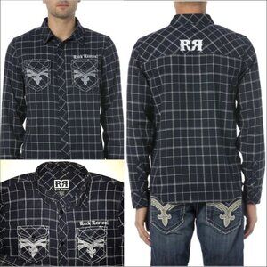 Men's Rock Revival Long Sleeve Button Front Shirt-Size L